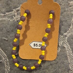 Purple and Yellow Beaded Kids Bracelet